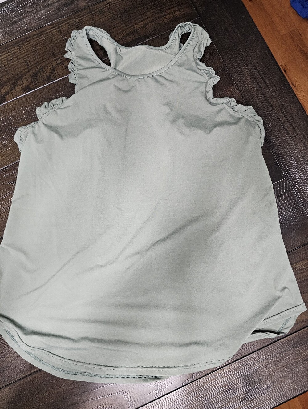 Sleeveless Ruffle-Trim Tank Top - Sage Green